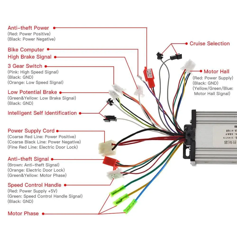 350W 36/48V Universial Brushless Controller Aluminum Alloy Shell for Light Weight for Electric Bicycle Electric Scooter