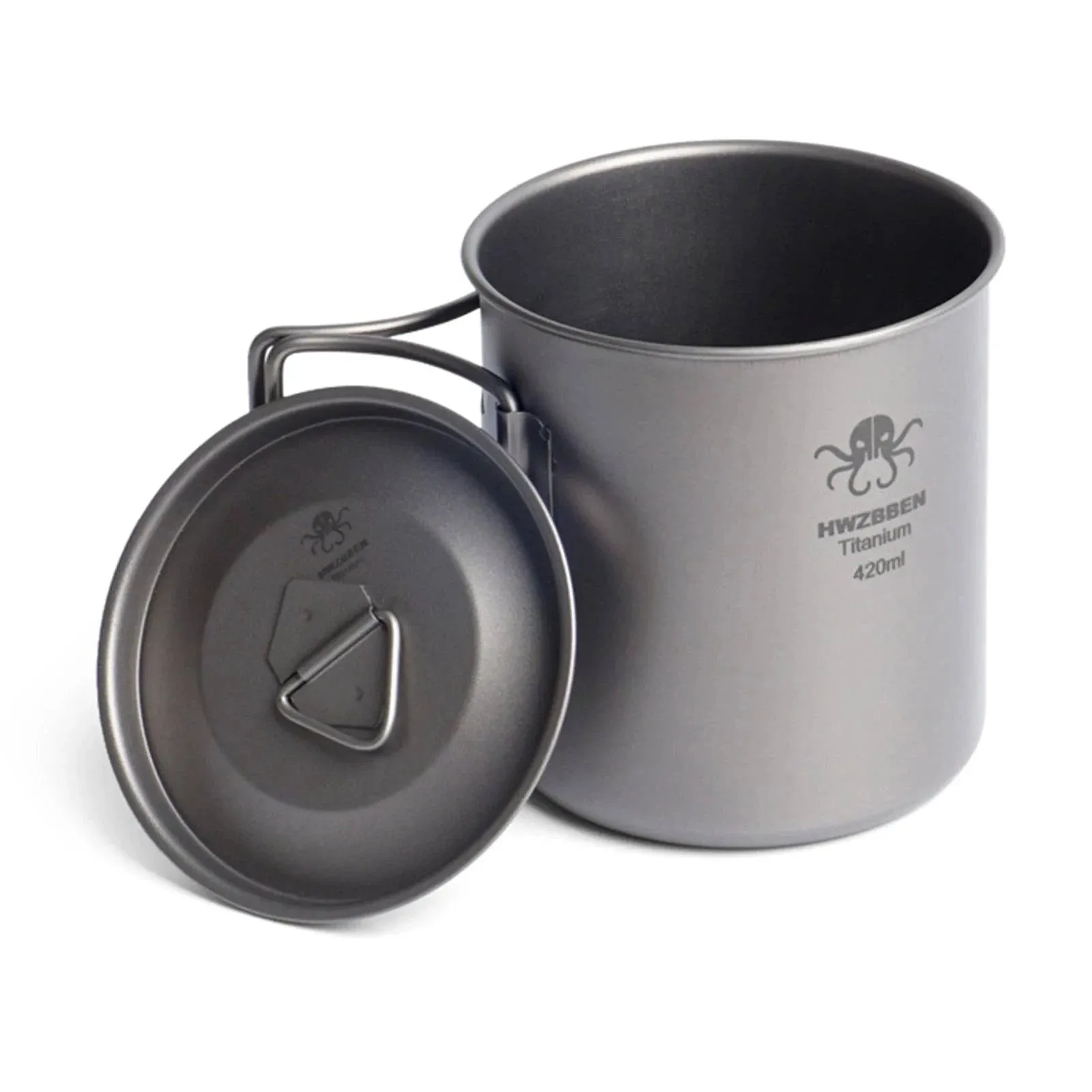 420ml Titanium Cup with Foldable Handles Lightweight Water Cup Tableware for Outdoor Hiking Equipment Picnic Camping Supplies