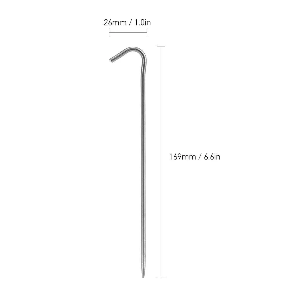 6pcs/10pcs Outdoor Camping Tent Stakes Titanium Tent Pegs Titanium Tent Nails Bend Hook Pin Hiking Climbing Tent Accessories