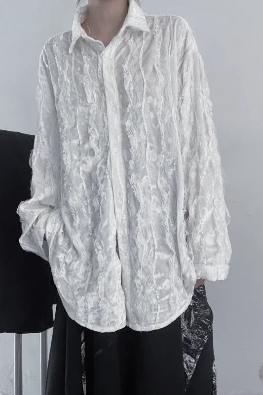Abstinence System World-Weary Lace Velvet Shirt Fairy Design Top