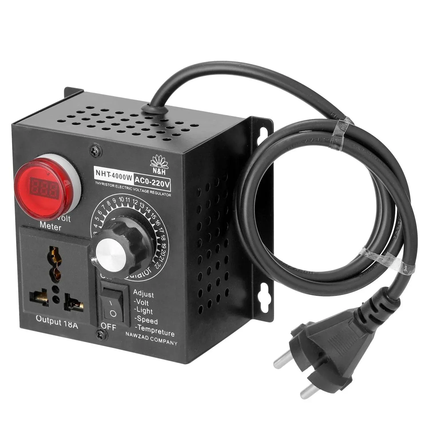 AC 220V 4000W Compact Variable Voltage Controller Portable Speed Temperature Light Voltage Adjustable Dimmer