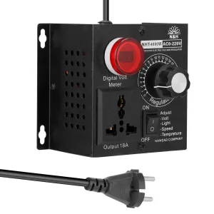 AC 220V 4000W Compact Variable Voltage Controller Portable Speed Temperature Light Voltage Adjustable Dimmer