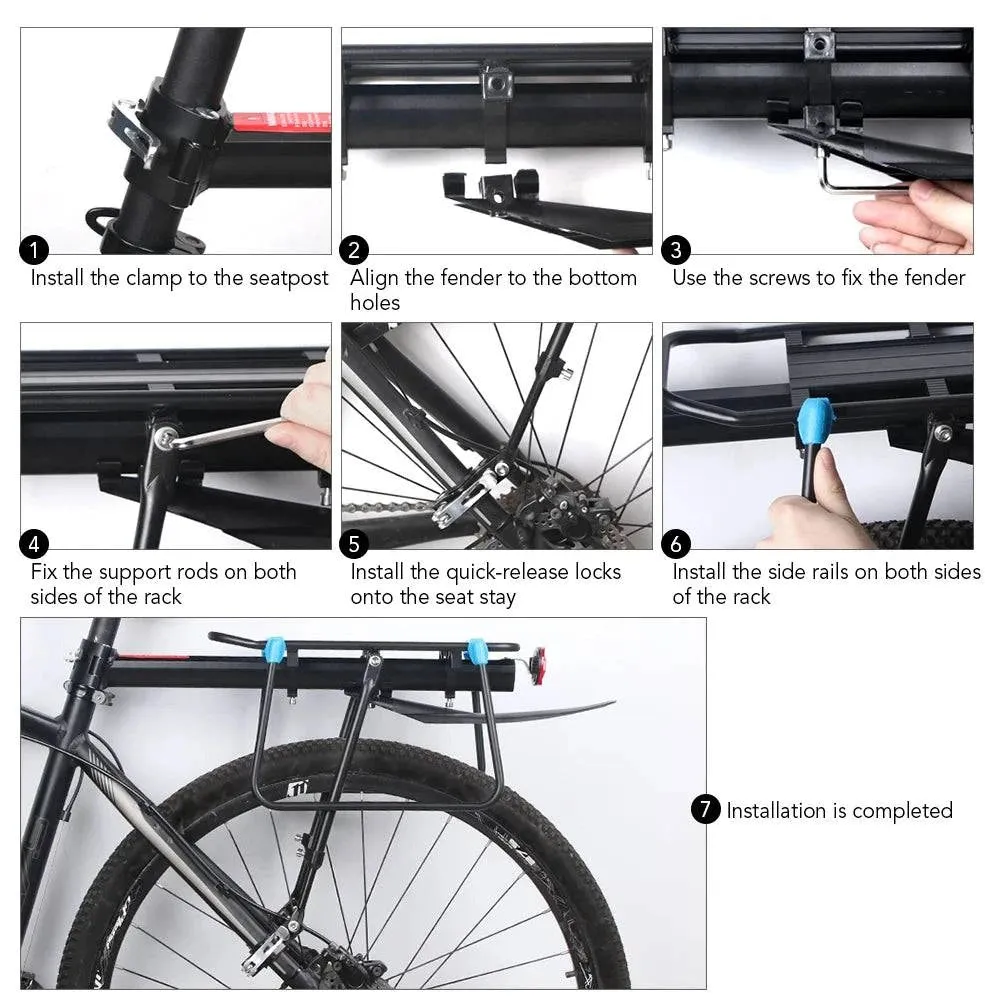 Adjustable Bicycle Luggage Carrier Bike Rack Aluminum Cargo Rear Rack Shelf Cycling Seatpost Bag Holder Stand MTB Install Tools