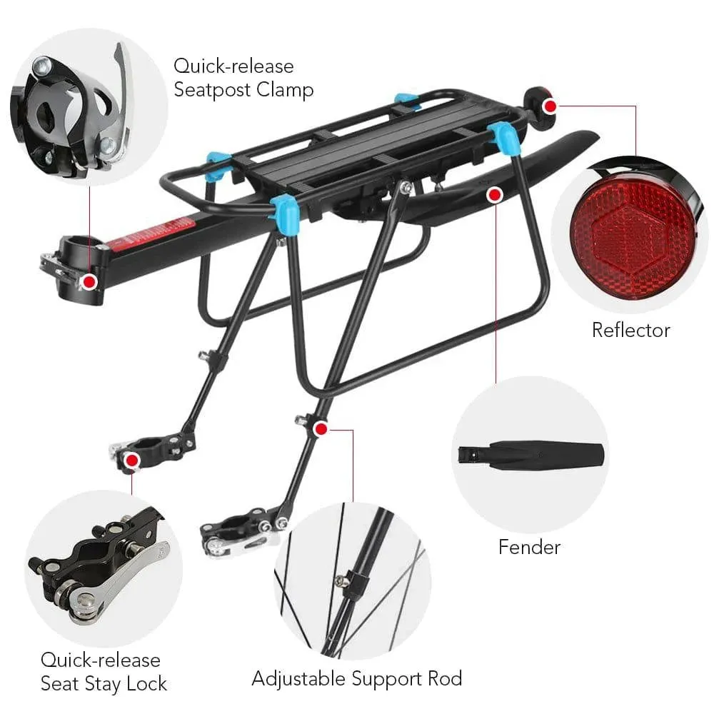 Adjustable Bicycle Luggage Carrier Bike Rack Aluminum Cargo Rear Rack Shelf Cycling Seatpost Bag Holder Stand MTB Install Tools