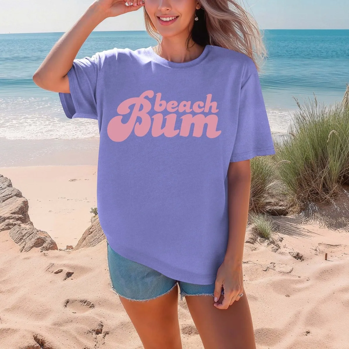 Beach Bum Pink Comfort Color Wholesale Tee - Rapid Shipping