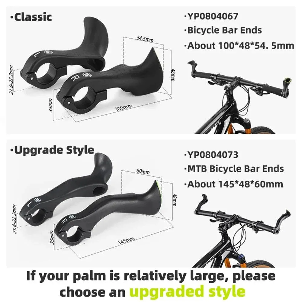 Bicycle Bar Ends Ergonomic Anti-slip MTB Mountain Bike Handlebar Ends Upgrade Style for 21.8-22.8mm Handlebars