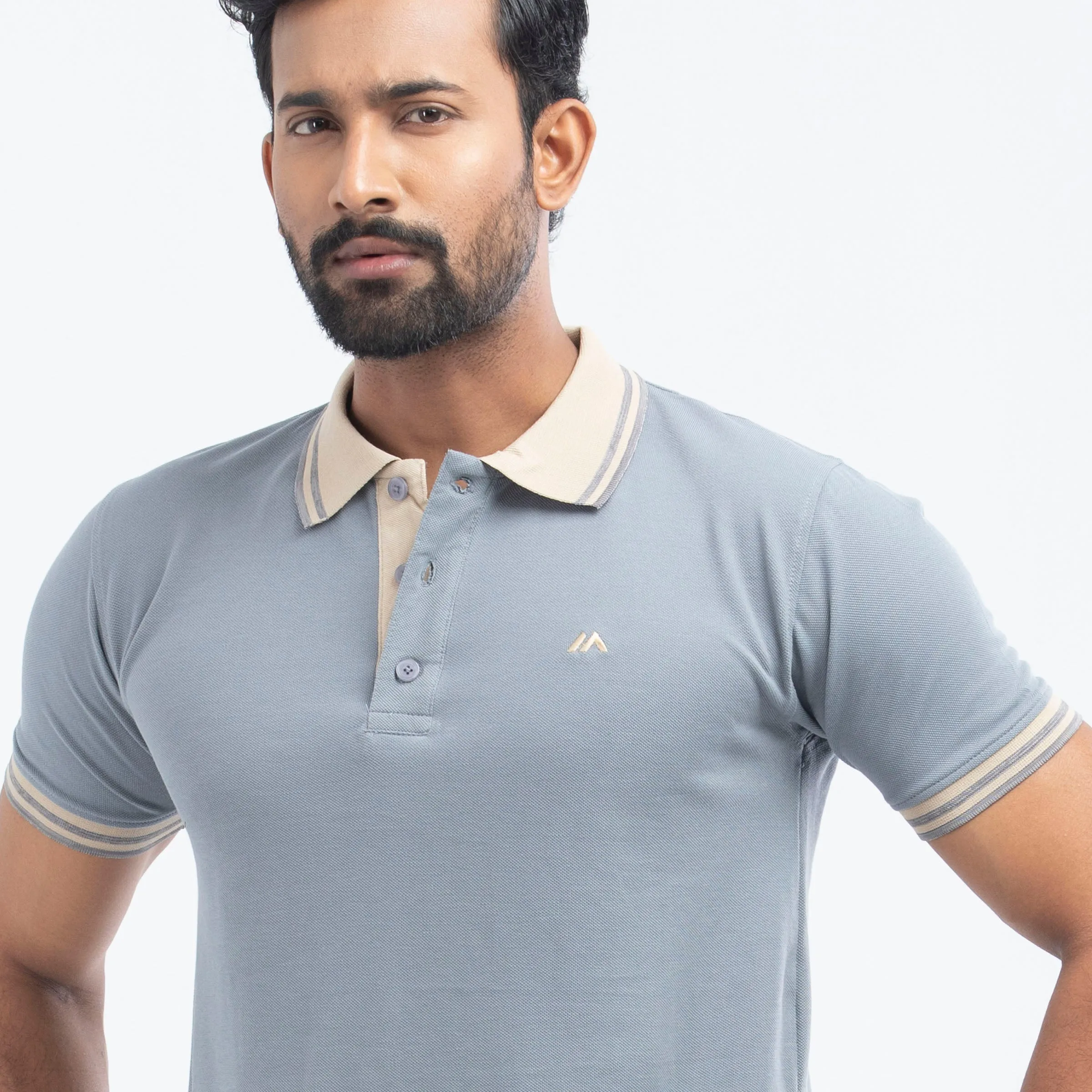 Contrast Polo Shirt - Steel Grey