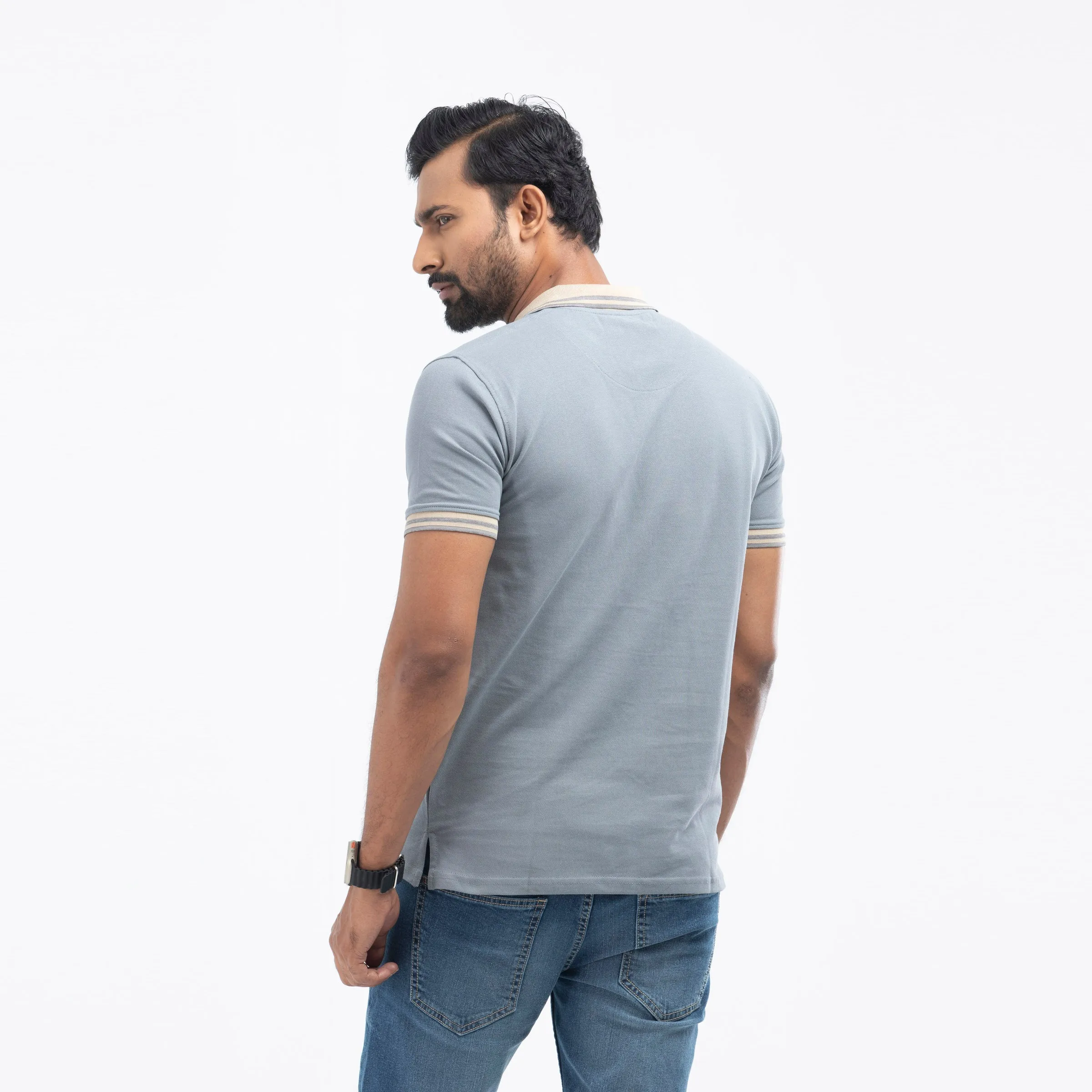 Contrast Polo Shirt - Steel Grey