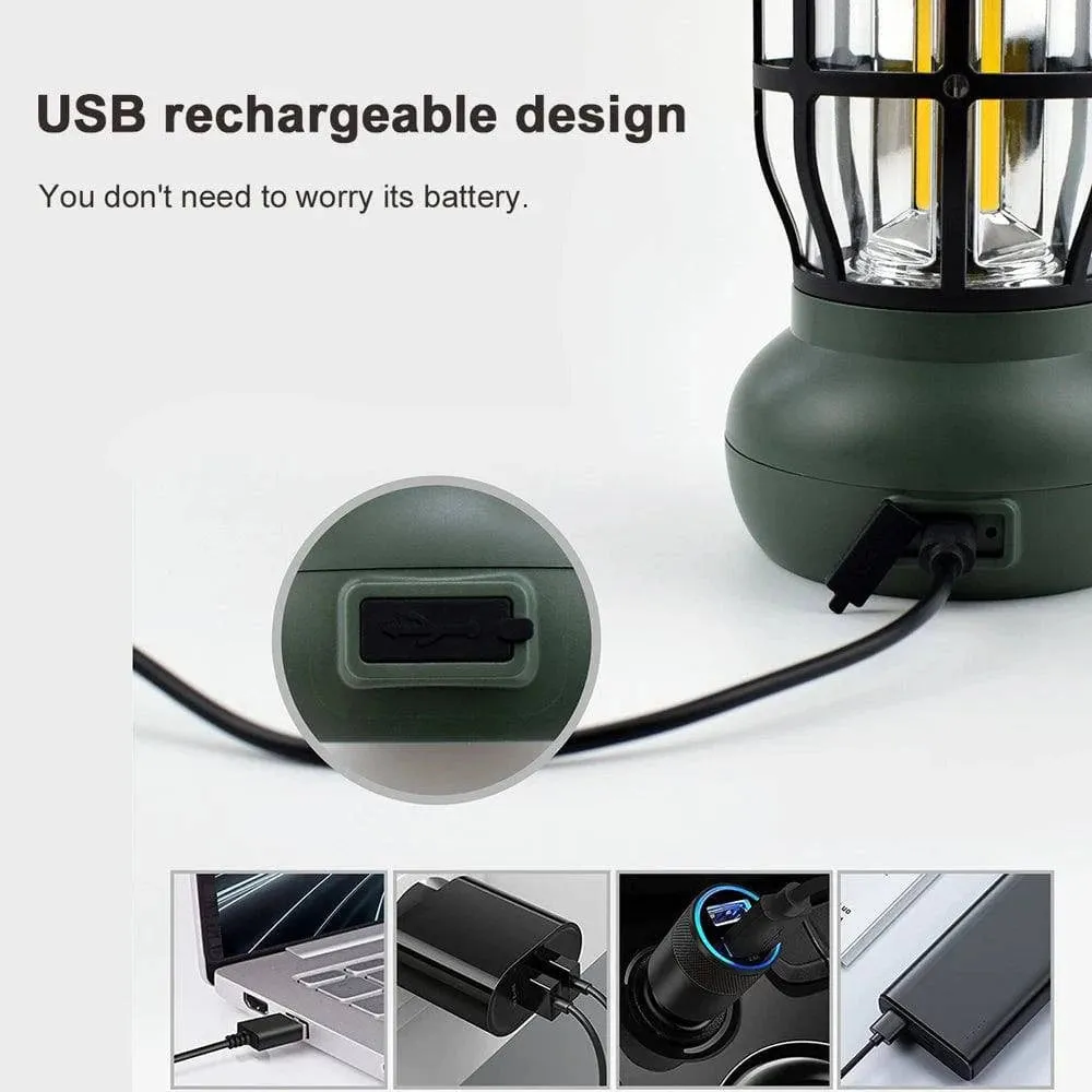 Cordless Camping Lamp USB Rechargeable Stepless Dimming Outdoor Retro Tent Light Home Atmospheres Light with Handle