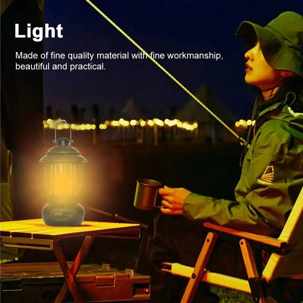 Cordless Camping Lamp USB Rechargeable Stepless Dimming Outdoor Retro Tent Light Home Atmospheres Light with Handle