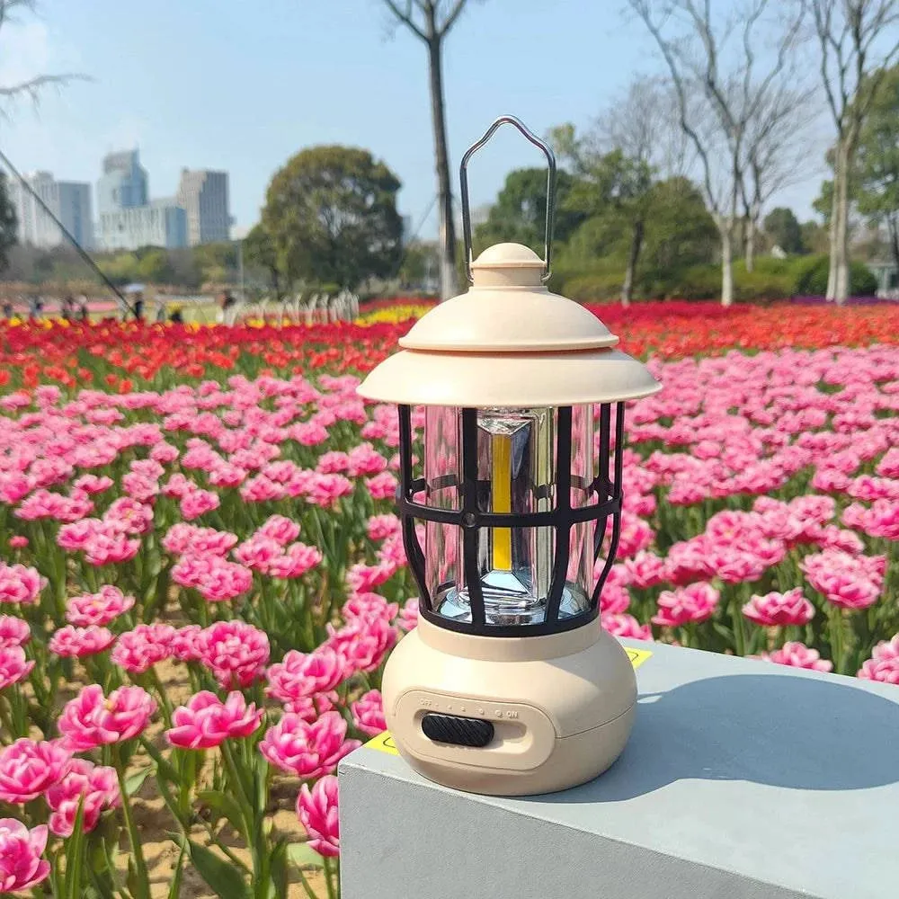 Cordless Camping Lamp USB Rechargeable Stepless Dimming Outdoor Retro Tent Light Home Atmospheres Light with Handle