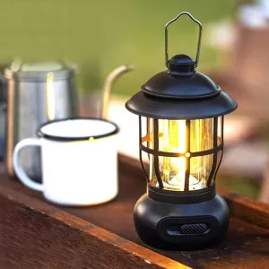 Cordless Camping Lamp USB Rechargeable Stepless Dimming Outdoor Retro Tent Light Home Atmospheres Light with Handle
