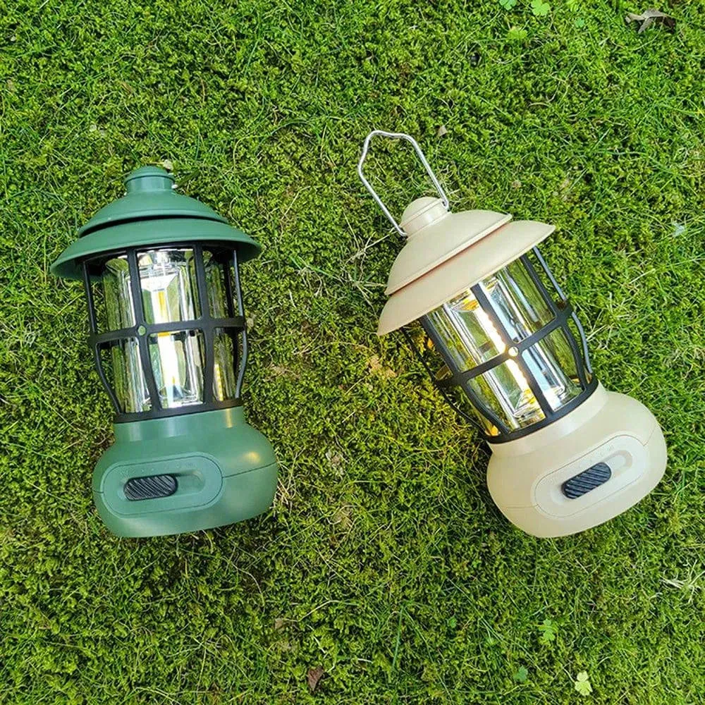 Cordless Camping Lamp USB Rechargeable Stepless Dimming Outdoor Retro Tent Light Home Atmospheres Light with Handle