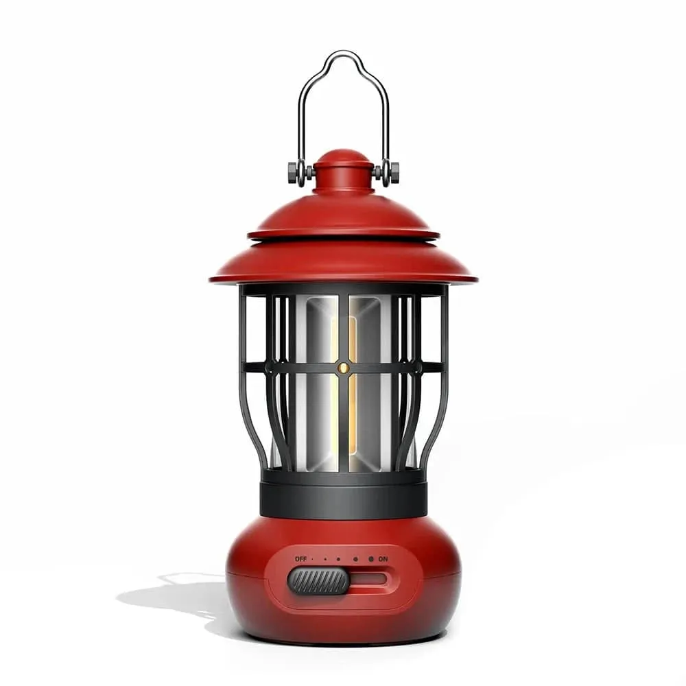 Cordless Camping Lamp USB Rechargeable Stepless Dimming Outdoor Retro Tent Light Home Atmospheres Light with Handle
