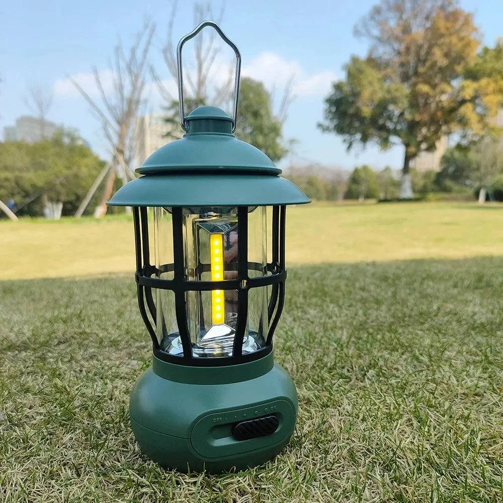 Cordless Camping Lamp USB Rechargeable Stepless Dimming Outdoor Retro Tent Light Home Atmospheres Light with Handle