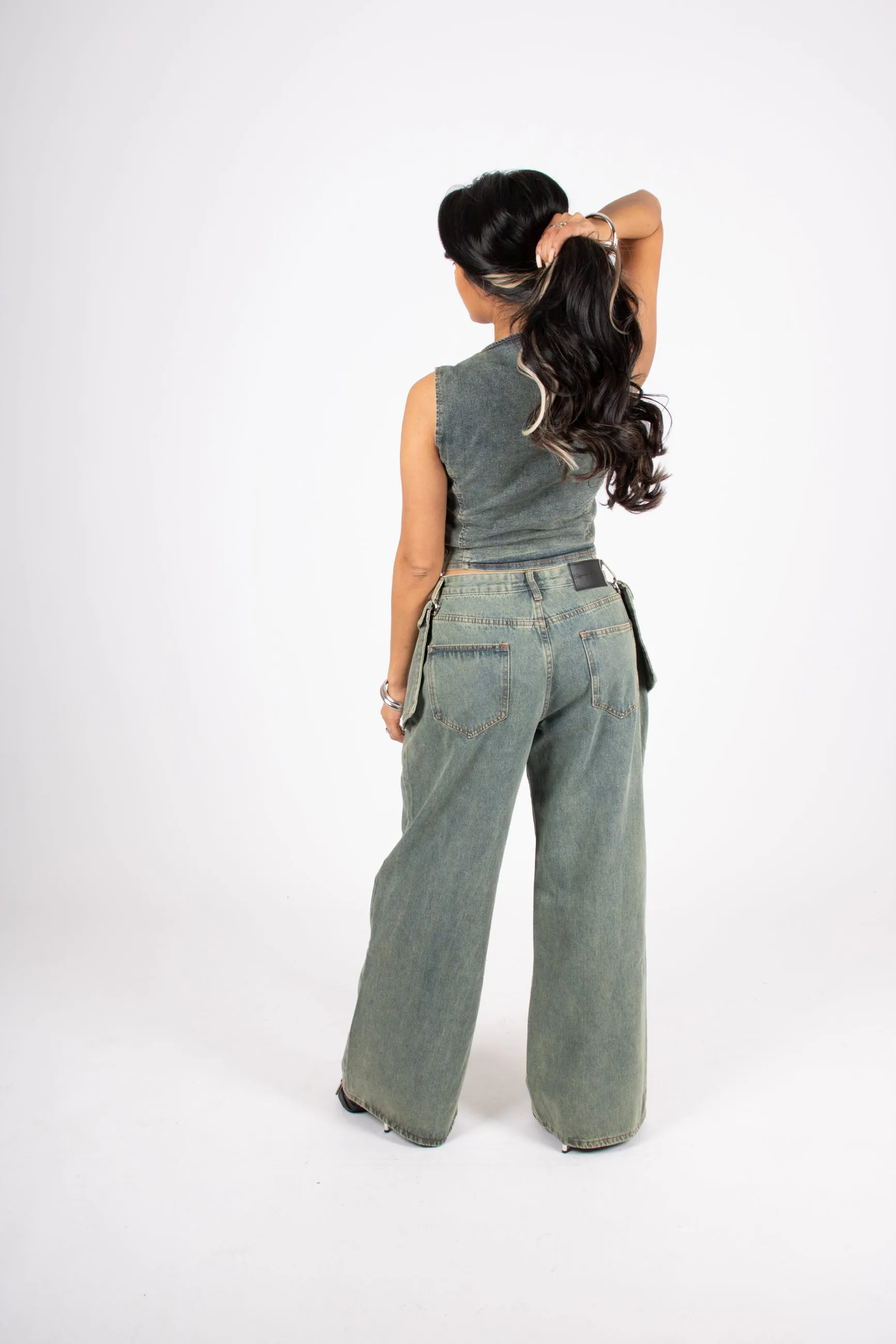 Dirty Wash Denim Baggy Pocket Jean