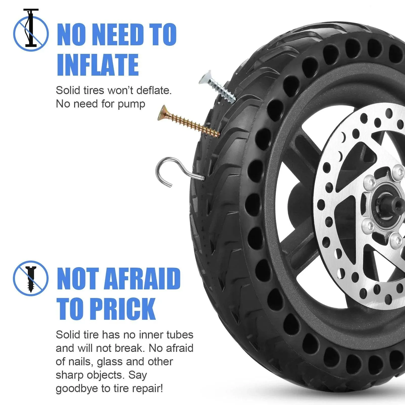 Electric Scooter Rear Tire with Wheel Hub Disc Brake Set 8.5 inch Wheel Replacement for Xiaomi M365 Electric Scooter Spare Parts