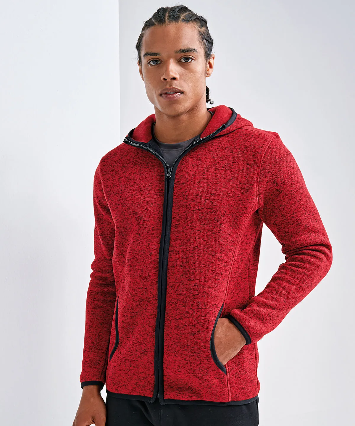 Fire Red/Black Fleck - TriDri® Melange knit fleece jacket