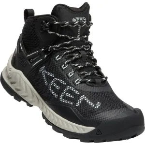 KEEN 1025911 NXIS EVO Mid Waterproof Hiking Boots for Ladies - Black/Blue Glass - 10M