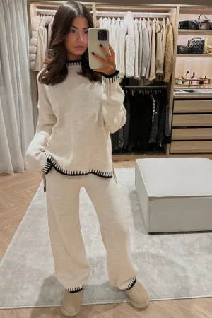 Lavinia cream knitted jumper and trousers