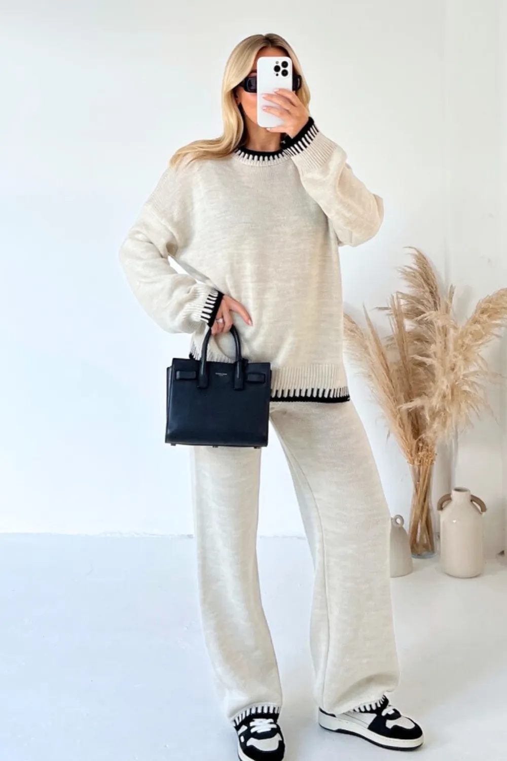 Lavinia cream knitted jumper and trousers