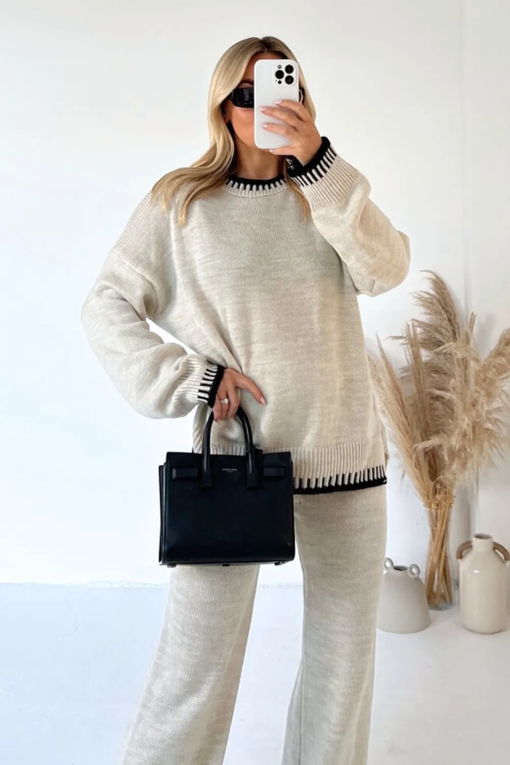 Lavinia cream knitted jumper and trousers