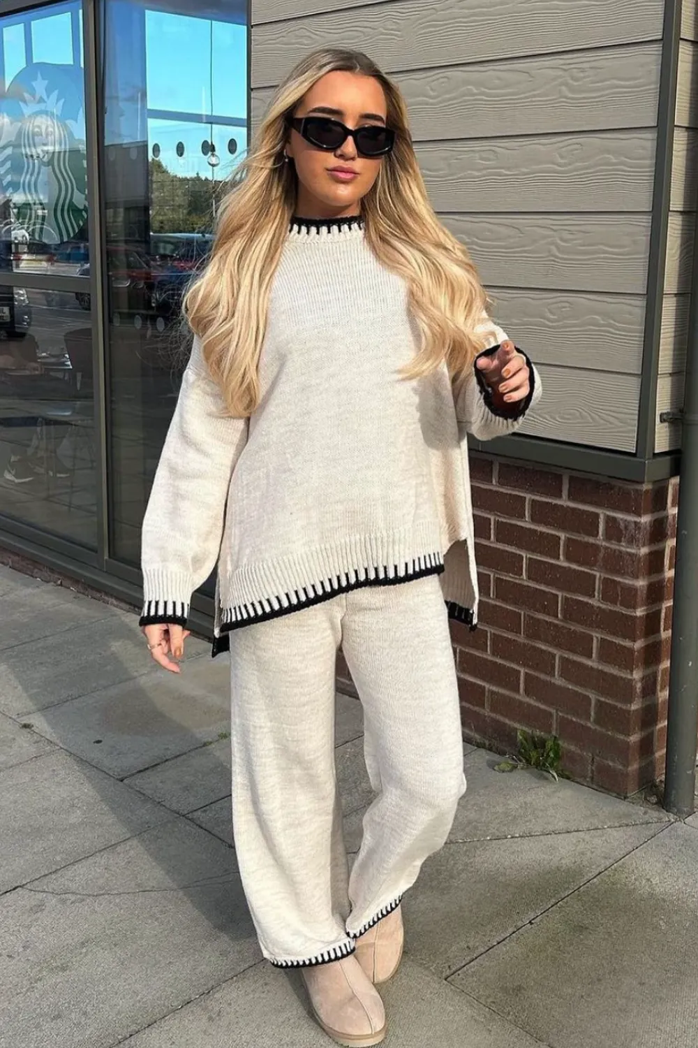Lavinia cream knitted jumper and trousers