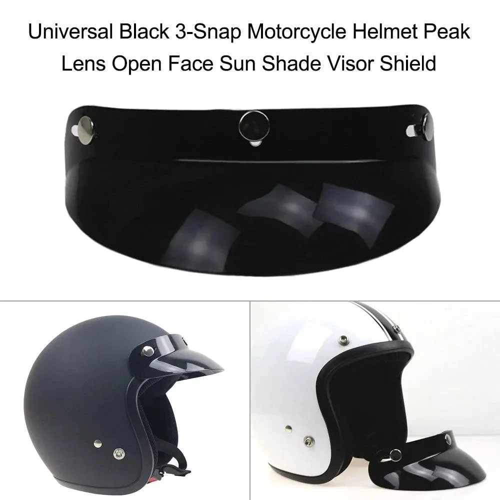 Motorcycle Helmet Retro Sun Visor Universal Black 3-Snap Motorcycle Sun Shade Visor Shield Car Accessories