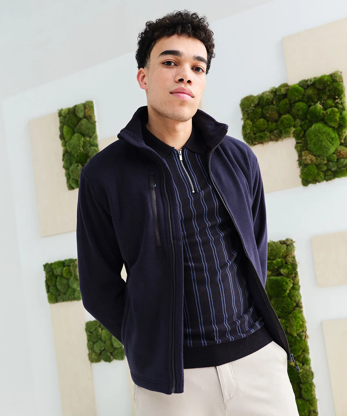 Navy - Honestly Made recycled full-zip fleece