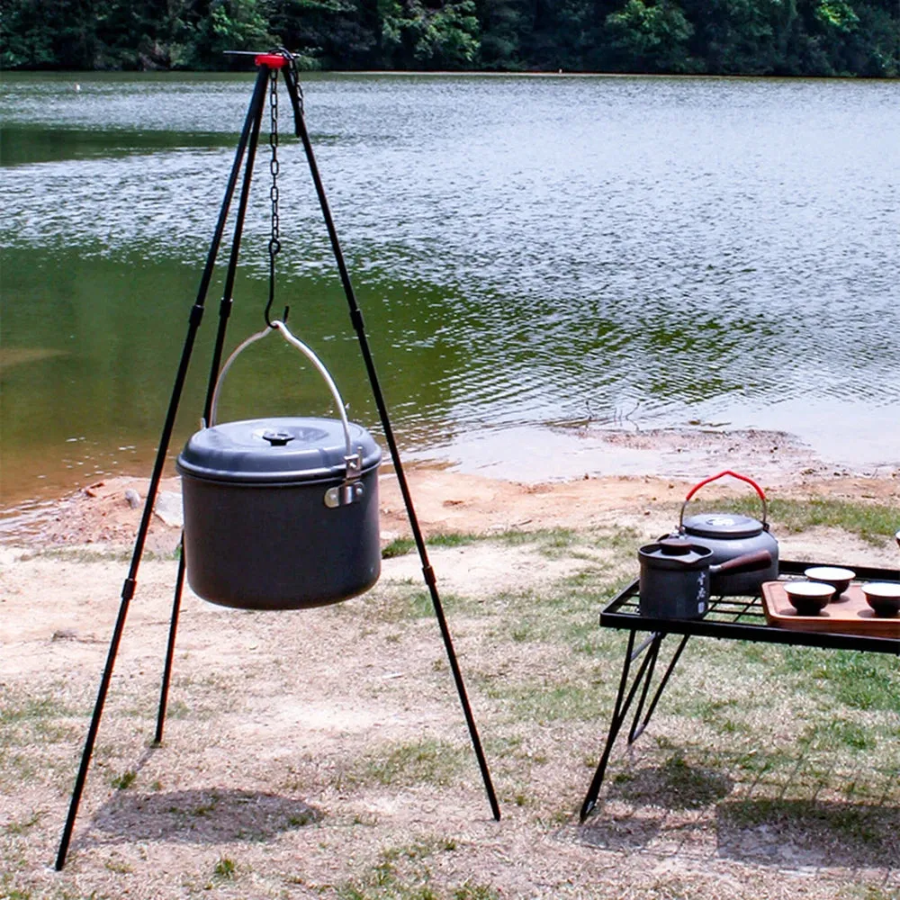 Outdoor Camping Bonfire Tripod Portable Triangle Support ForFire Hanging Pot Outdoor Campfire Cookware Picnic Cooking Grill Tool