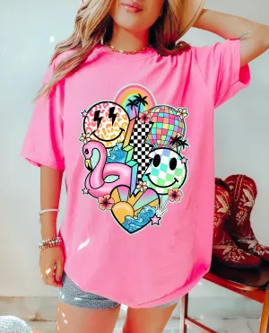 Peony Comfort Colors Summer Beach Collage Tee/ Summer Vibes Beach Cover Up Vacation Summer Tee