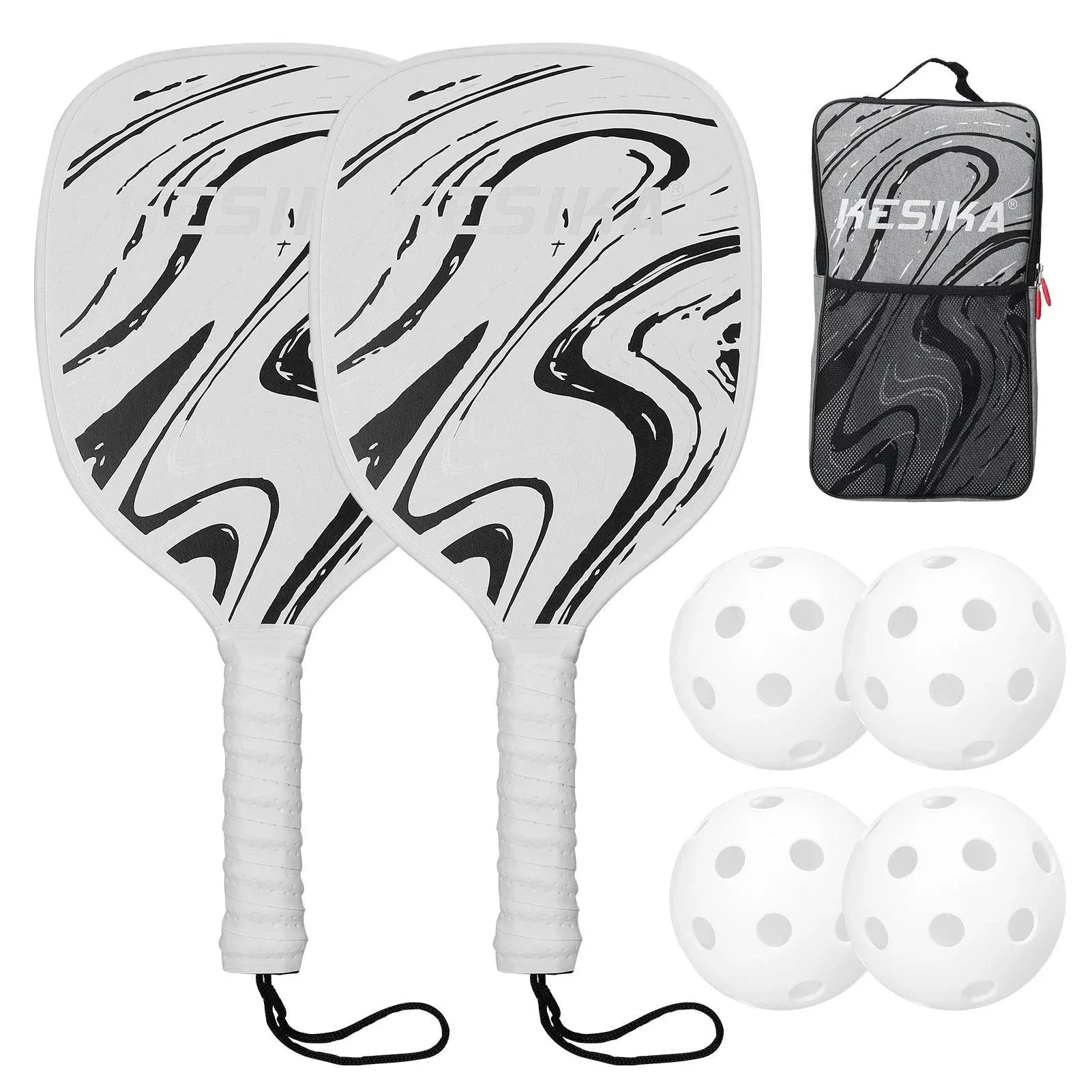 Pickleball Rackets Set Pickleball Paddle Set of 2 Rackets & 4 Pickleballs Balls Pickle-Ball Racquet with Balls Sports Accessory