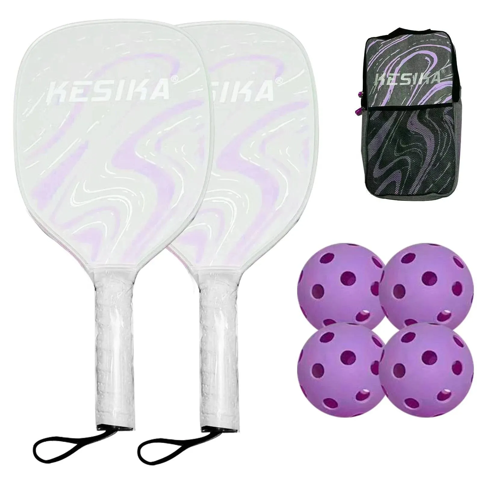 Pickleball Rackets Set Pickleball Paddle Set of 2 Rackets & 4 Pickleballs Balls Pickle-Ball Racquet with Balls Sports Accessory