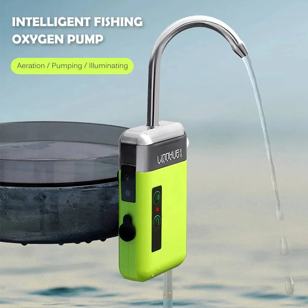 Portable Mini Oxygen Pump With Air Stone Tube 3-in-1 Sensing USB Charging Automatic Water Pump LED Lighting For Outdoor Fishing