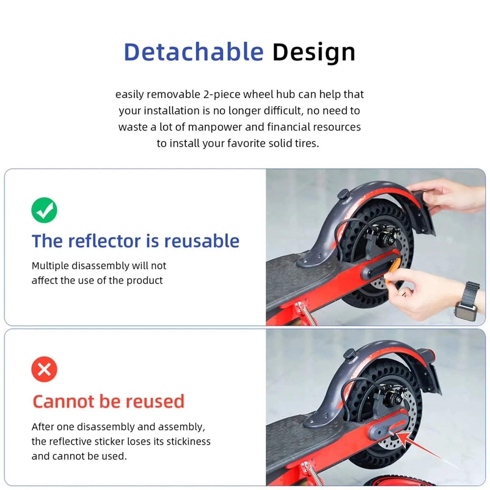Rear Shock Absorber Electric Scooter Suspension Kit with Remote Control LED Taillight Rear Mudguard Wheel Hub Decorative Cover