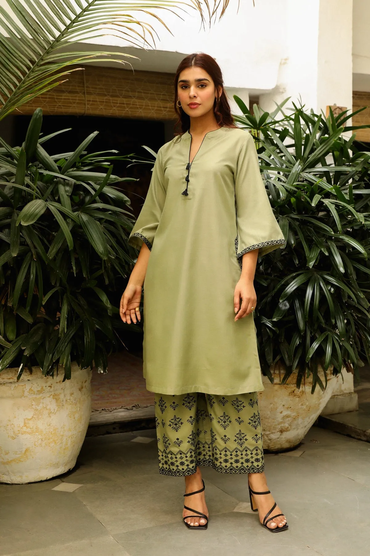 Sage Green Embroidered Set