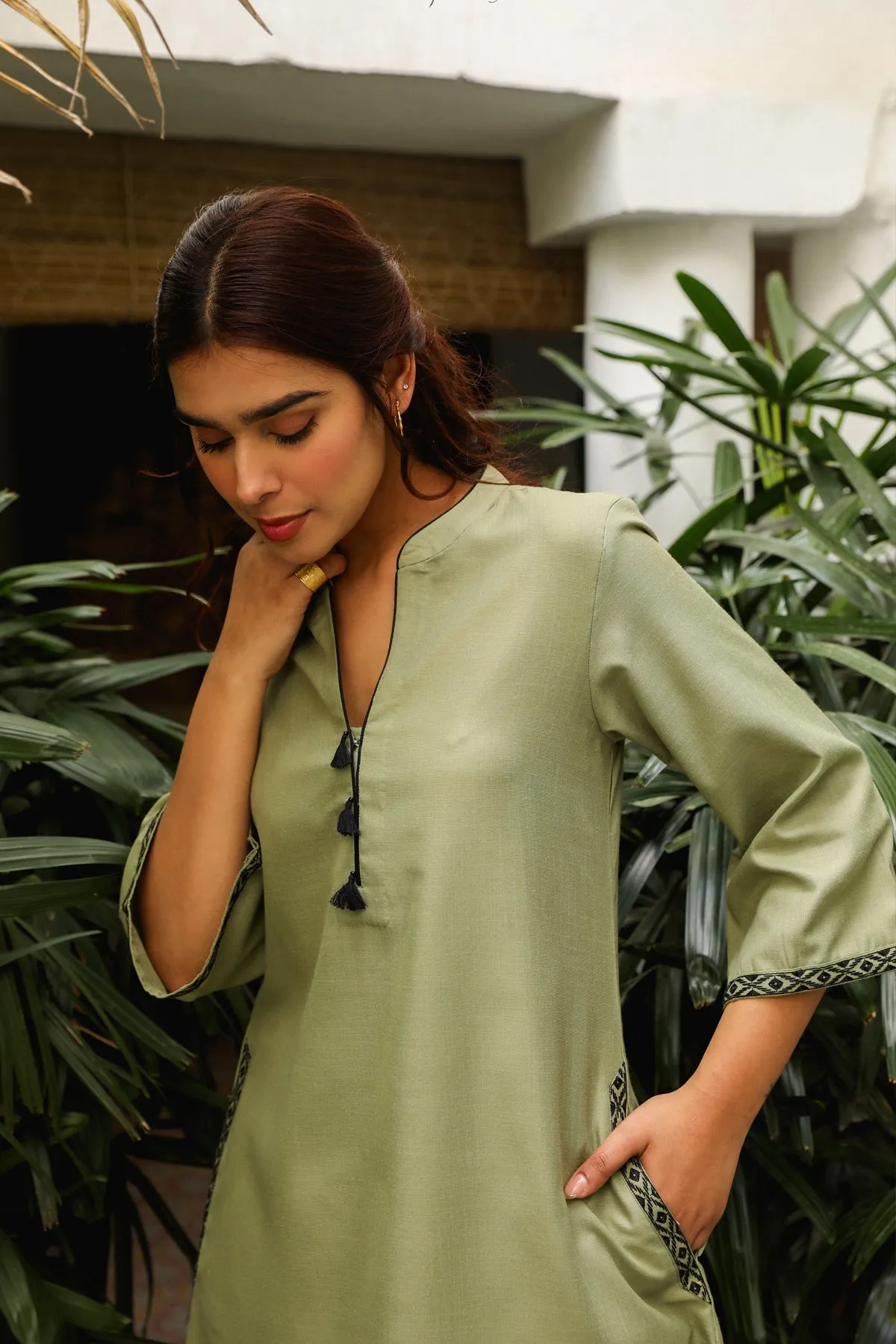 Sage Green Embroidered Set