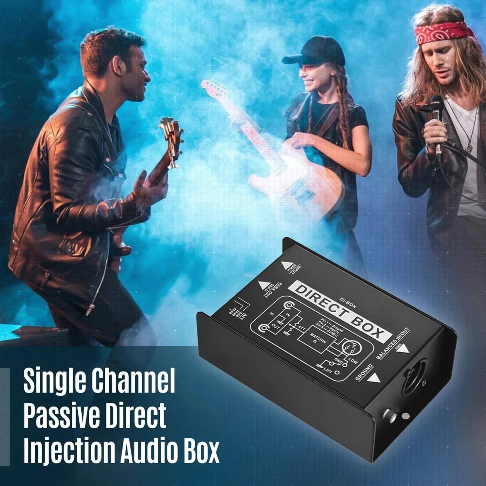 Single Channel Passive DI-Box Direct Injection Audio Box Balanced&Unbalance Signal Converter with XLR TRS Interfaces for Guitar