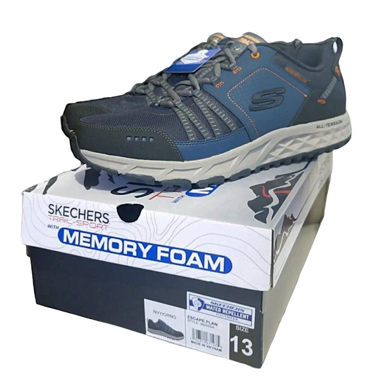 Skechers Men's Escape Plan 56255SA Blue All Terrain Memory Foam Shoes Size 13