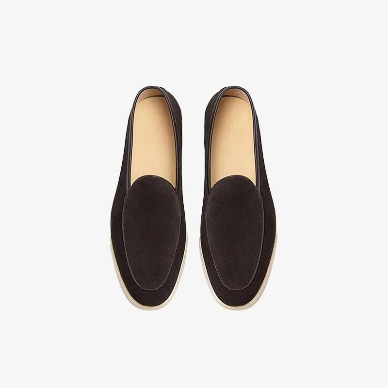 Slip-On Round Toe Cowhide Shoes