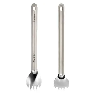 Titanium Long Handle Spork with Polished Bowl Outdoor Portable Dinner Spork Cutlery Camping Backpacking Picnic