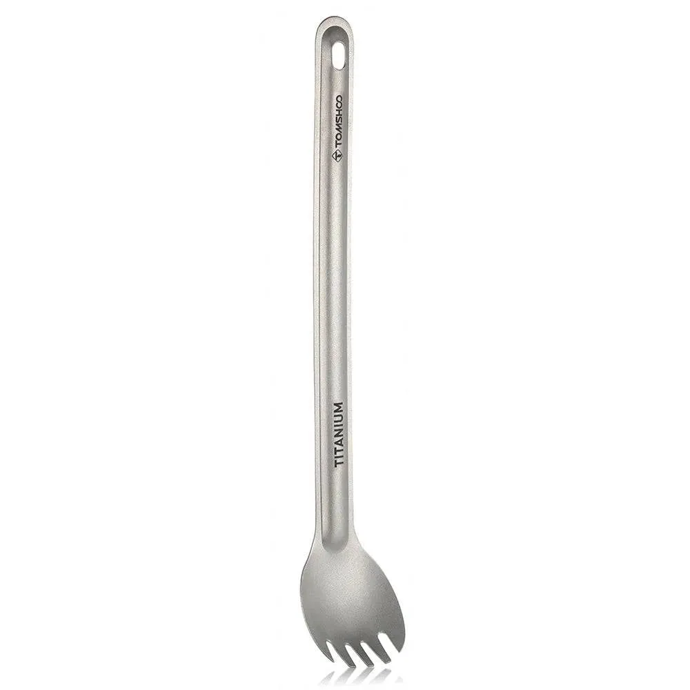 Titanium Long Handle Spork with Polished Bowl Outdoor Portable Dinner Spork Cutlery Camping Backpacking Picnic