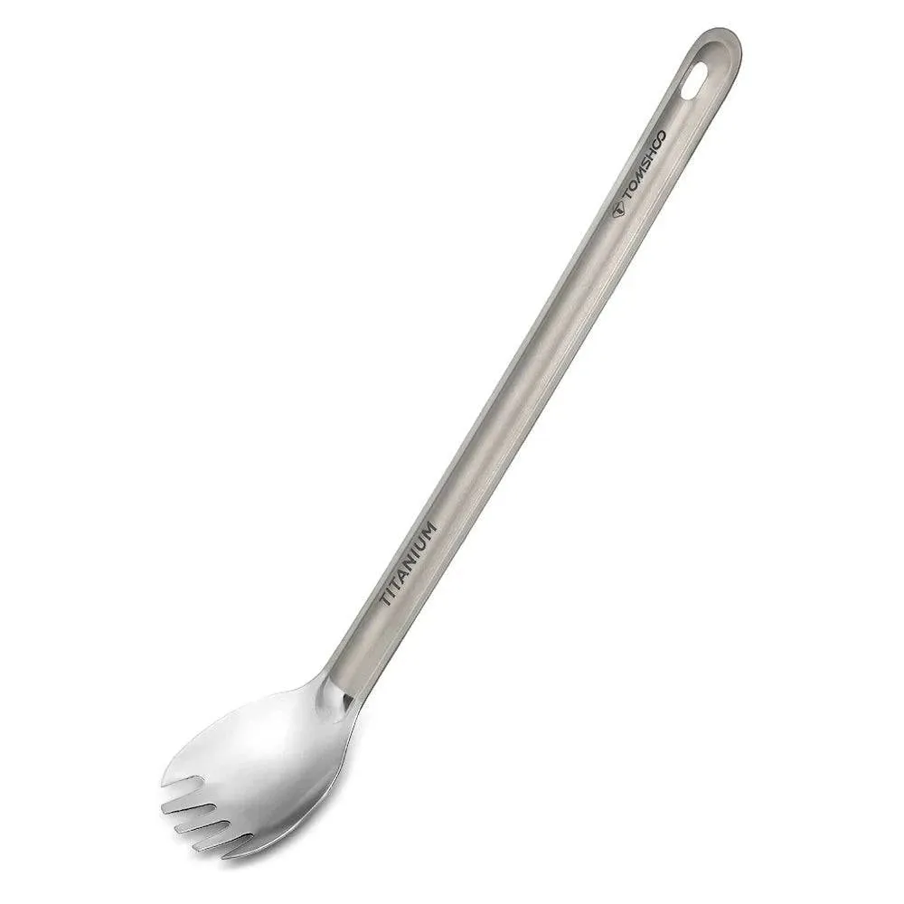 Titanium Long Handle Spork with Polished Bowl Outdoor Portable Dinner Spork Cutlery Camping Backpacking Picnic